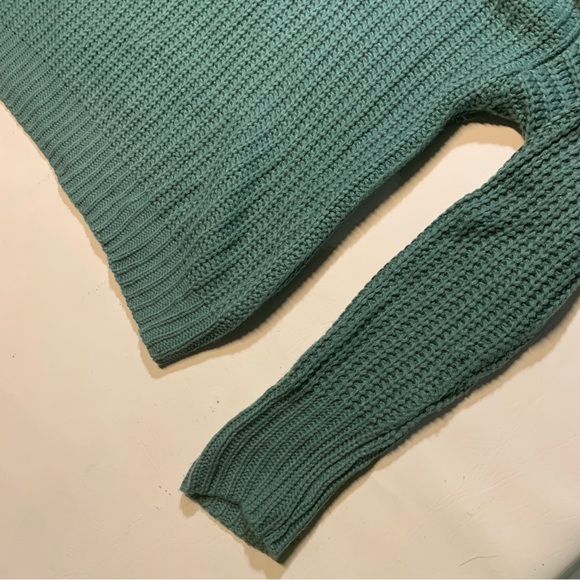 La Miel Women's Sweater Cowl Neck Cold Shoulder Small Green Fall Cozy - Picture 4 of 9